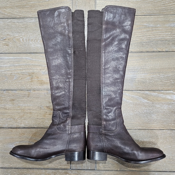 Tory Burch Jack Landed Capra Elastic Leather Over The Knee Riding Boots Size 7.5 - Picture 4 of 13
